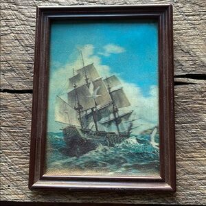 Vintage Post Card 3D Stereo Lenticular Framed Nautical Ship Photo
